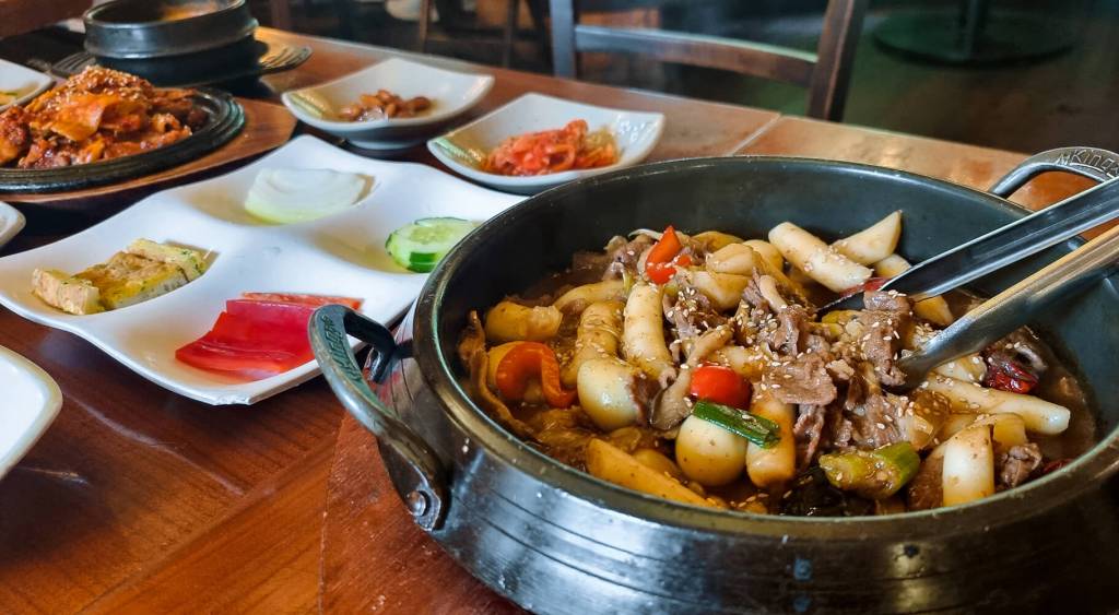 Korean bulgogi and side dishes