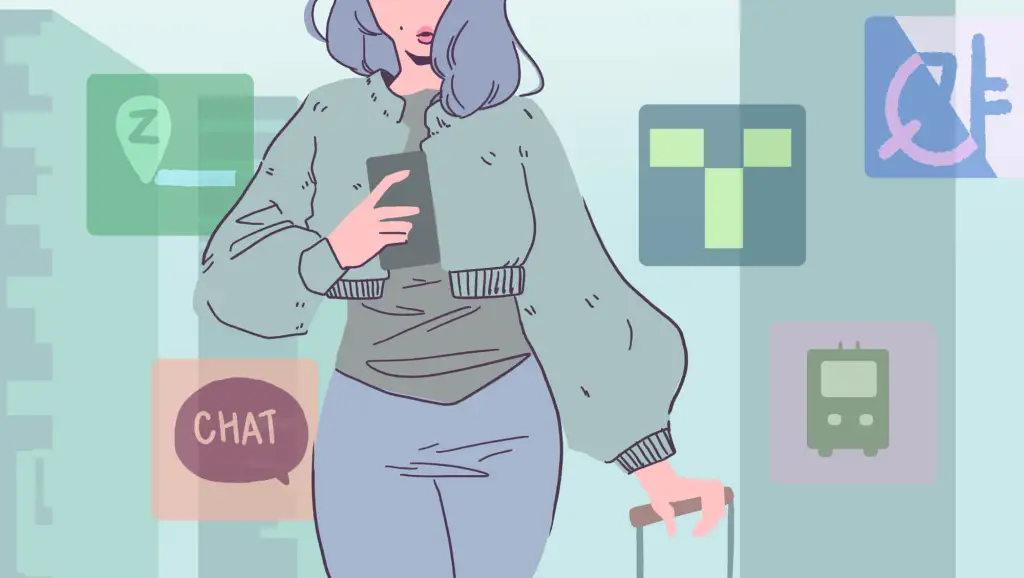 illustration of woman looking at apps
